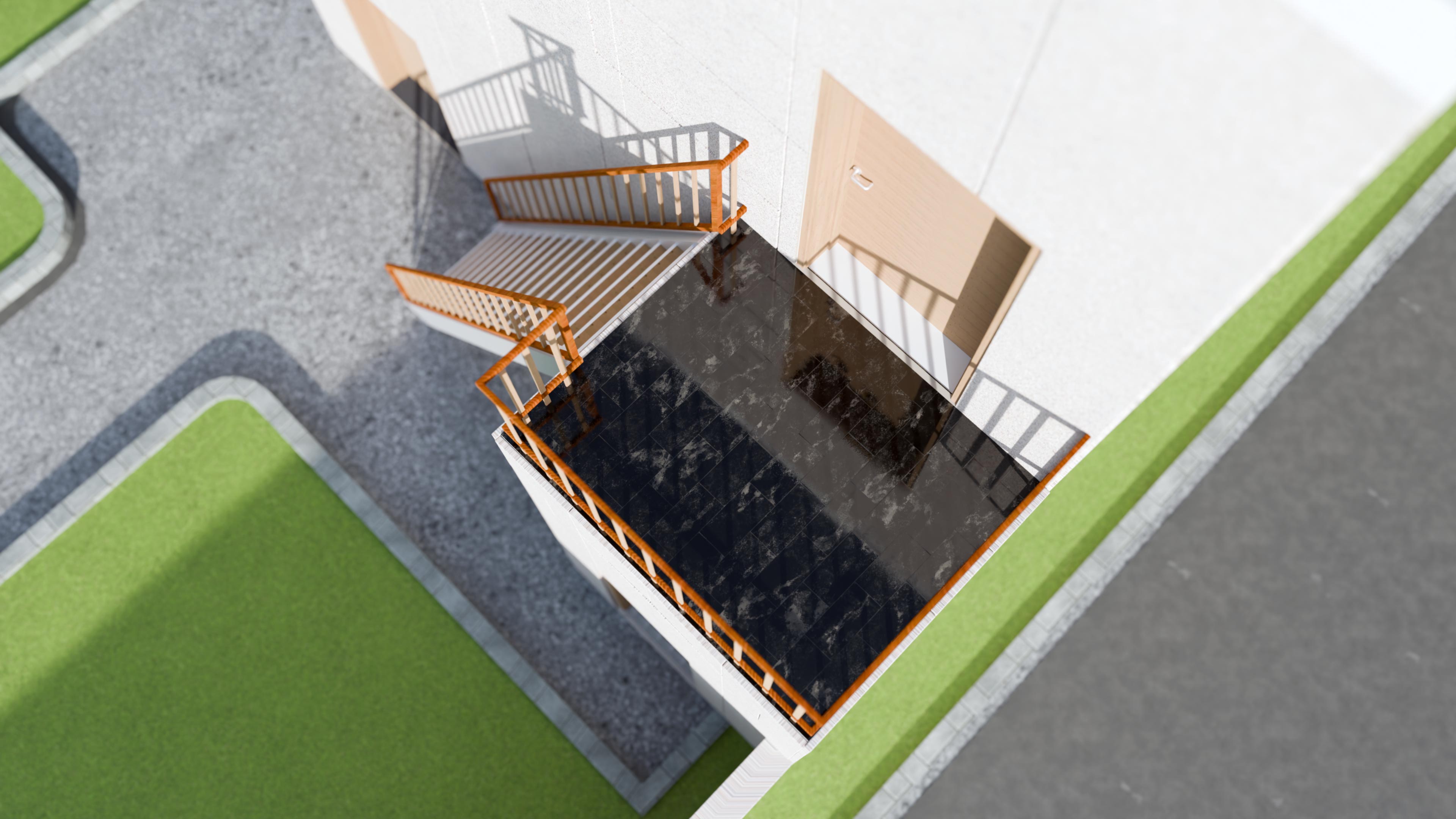 Upper balcony floor detail 3D mockup